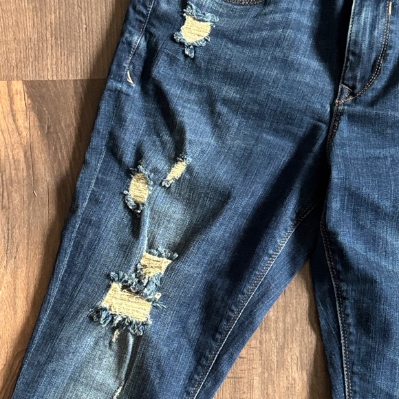 Ripped Dark Blue Women’s Skinny Jeans - Picture 5 of 12